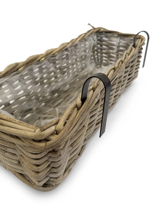 Detal splotu kosza rattanowego Ivy z naturalnego rattanu Kobo Grey