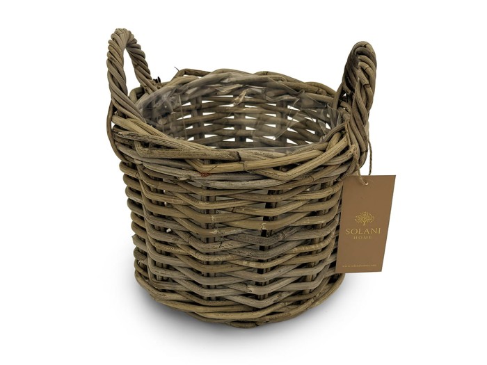 Ręcznie pleciony kosz rattanowy Dalia z naturalnego rattanu Kobo Grey