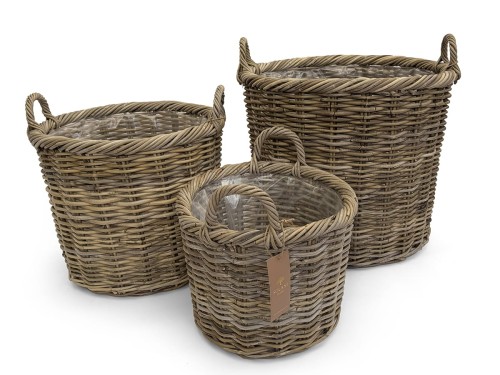 Kosze rattanowe Luma marki Solani Home z naturalnego rattanu w odcieniu Kobo Grey