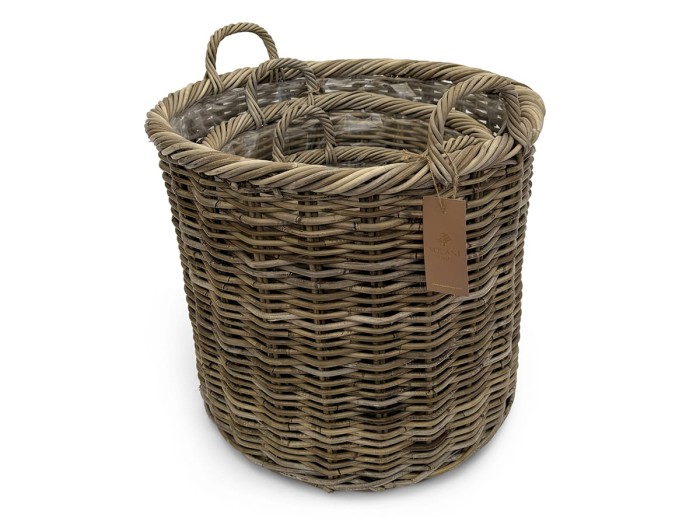Kosz rattanowy Luma Solani Home z rattanowymi uchwytami w naturalnym stylu