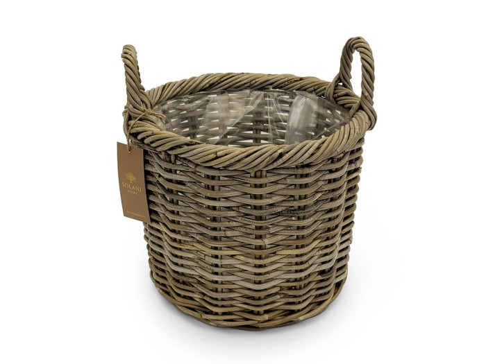 Ręcznie pleciony kosz rattanowy Luma z naturalnego rattanu Kobo Grey