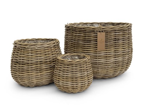 Kosze rattanowe Livia marki Solani Home – zestaw koszy z naturalnego rattanu