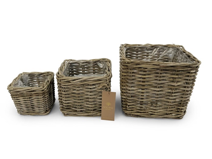 Komplet koszy rattanowych Flora Solani Home do dekoracji wnętrz