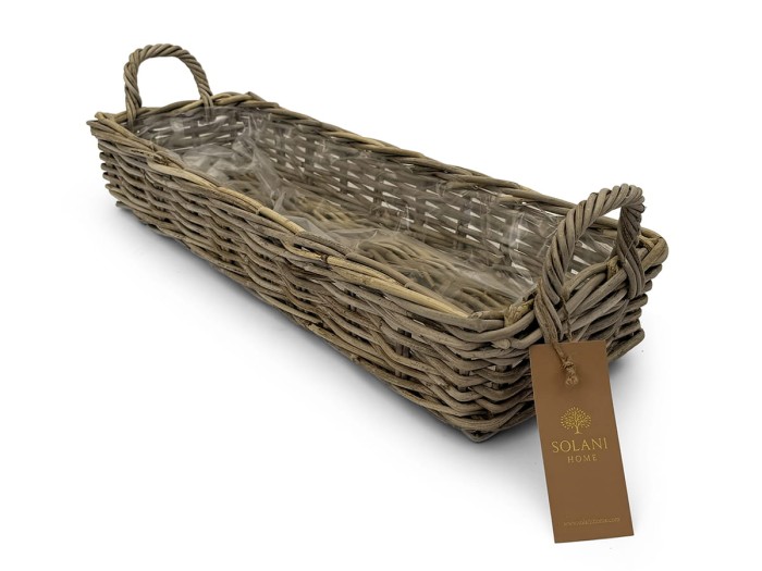 Kosz rattanowy Willow z rączkami – ręcznie pleciony z naturalnego rattanu Solani Home