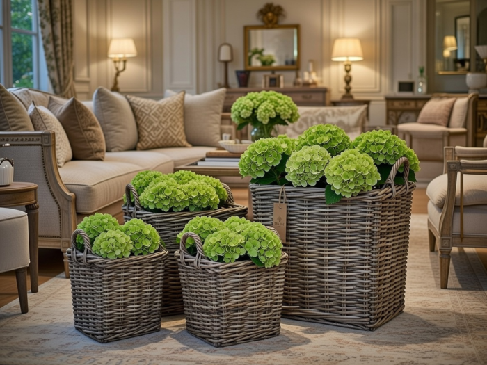 Kosz rattanowy Mare jako osłonka na kwiaty do salonu i korytarza