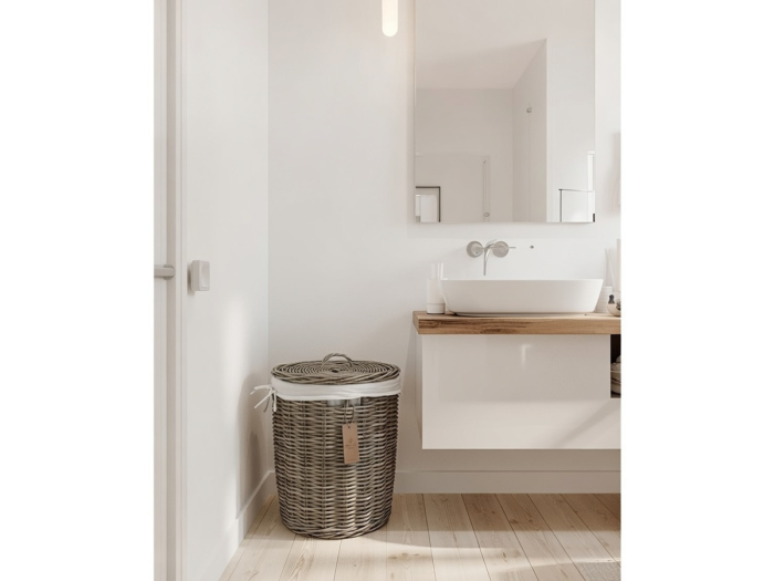 Kosz rattanowy Vela na pranie z naturalnego rattanu z pokrywą – styl boho Solani Home