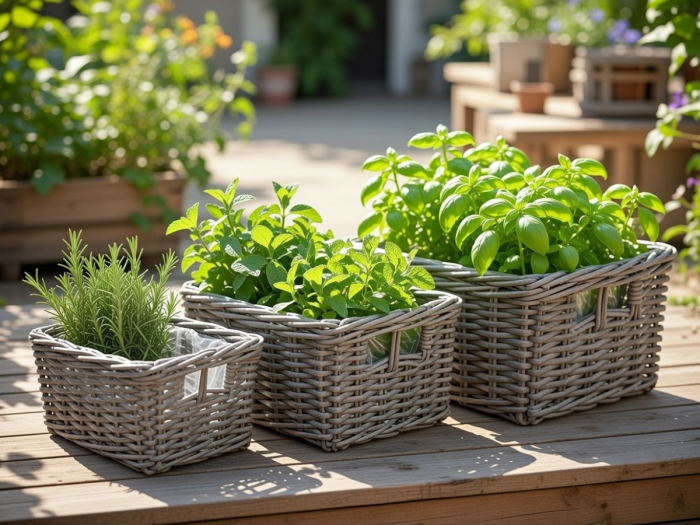 Kosze rattanowe Olea jako osłonki na zioła i rośliny – naturalny rattan Solani Home