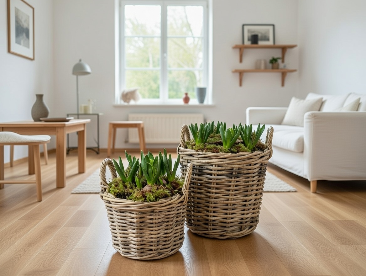 kosze rattanowe Solani Home w aranżacji wnętrza